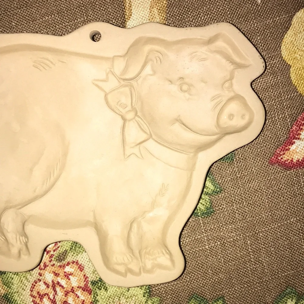 Pig Brown Bag Cookie Art stoneware mold kitchen display vintage Y2K 90s